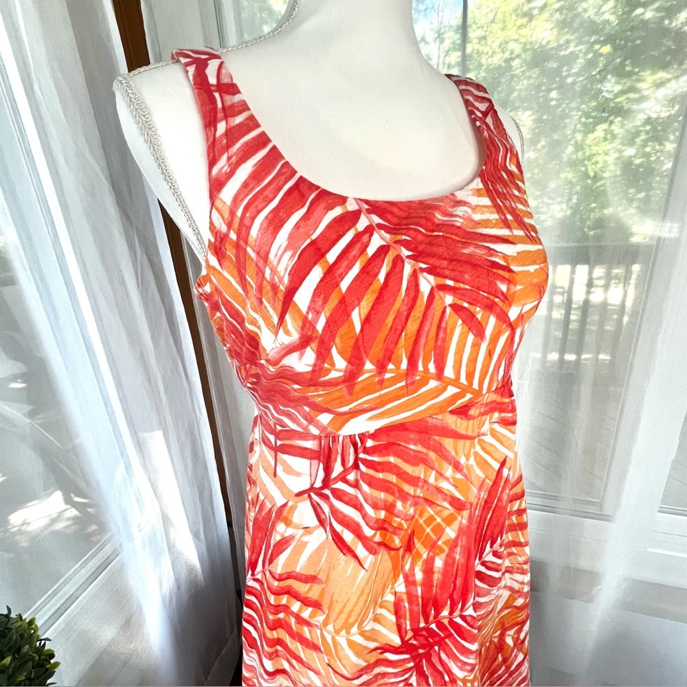 Tommy Bahama Palm Leaf Multi Orange and White Tank Dress Size Small - Picture 3 of 12